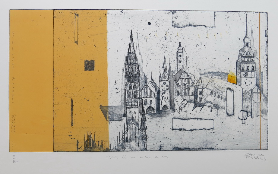 München  113176 / Stefan Becker/Originalradierung handcoloriert