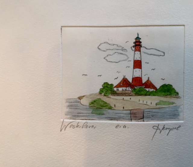 Westerhever 361 / Monika Hempel / Originalradierung handcoloriert signiert