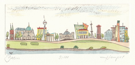 Berlin 265 / Monika Hempel / Originalradierung handcoloriert