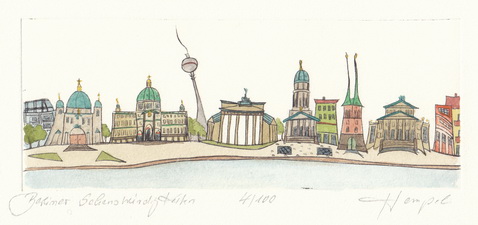 Berlin 608 / Monika Hempel/Originalradierung handcoloriert