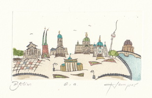 Berlin 630 / Monika Hempel / Originalradierung handcoloriert