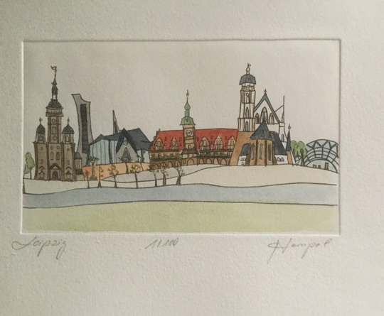 Leipzig 422 / Monika Hempel/Radierung handcoloriert